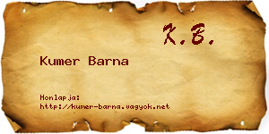 Kumer Barna névjegykártya